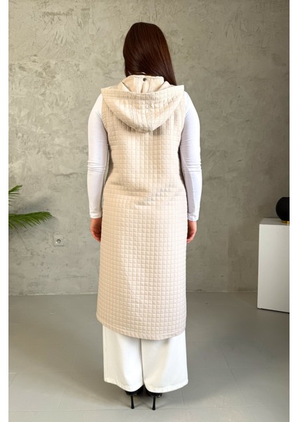 Kadın Kapitone Fermuarlı Uzun Yelek 7545 fırsatları