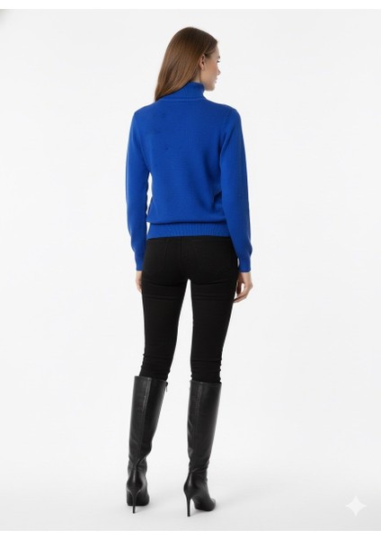 Kadın Ponpon Desenli Yarım Balıkçı Triko Kazak 5200 modelleri