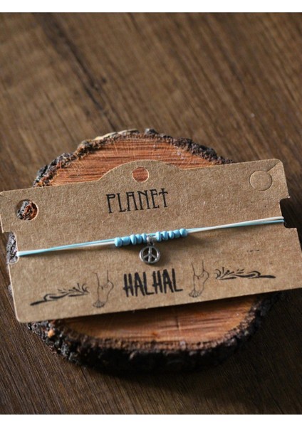 Barış Sembollü Mavi Boncuklu Halhal & Bileklik