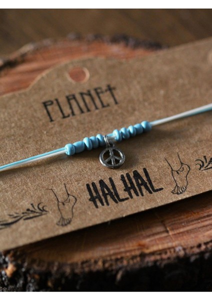 Barış Sembollü Mavi Boncuklu Halhal & Bileklik modelleri