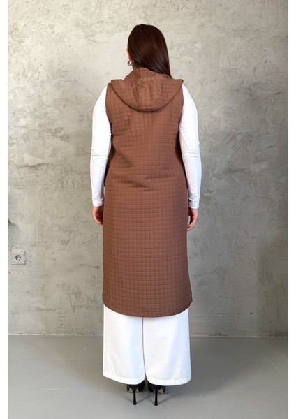 Kadın Kapitone Fermuarlı Uzun Yelek 7545 modelleri