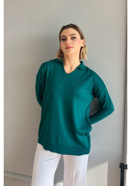 Kadın Polo Yaka Triko Kazak 5424