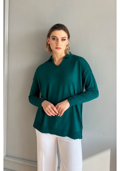 Kadın Polo Yaka Triko Kazak 5424 fiyatları