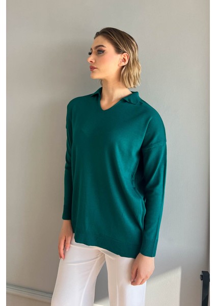 Kadın Polo Yaka Triko Kazak 5424 modelleri