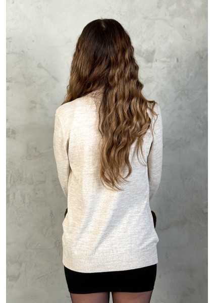 Kadın Ponpon Desenli Yarım Balıkçı Triko Kazak 5200 modelleri