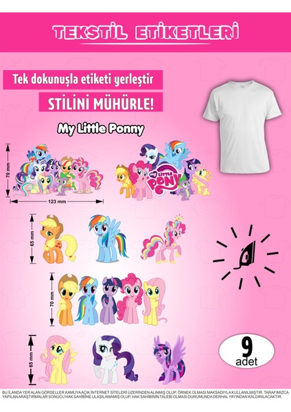 Ütü ile Yapışan Kıyafet Etiketi Pony 9lu Set