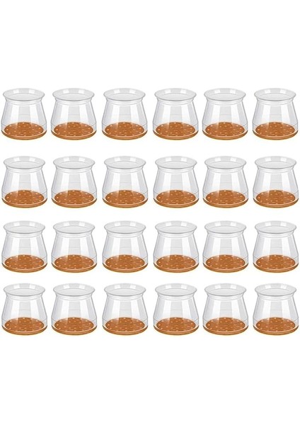 Sandalye Ayağı Zemin Koruyucuları 24'lü Paket Şeffaf Silikon Kapak, Keçe Pedi Altı, Sertağaç Için, Çoğu Mobilyaya Uyar