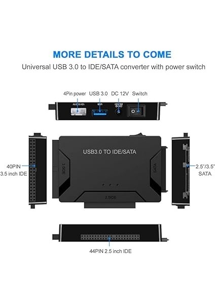 USB 3.0 Ide/sata Sabit Sürücü Adaptörü, Harici Dönüştürücü Için 2.5 "3.5" Ide Sata HDD SSD DVD Optik Sürücü, Evrensel Sabit Disk Okuyucu W/12 V 2A Güç Kaynağı Desteği 6 Tb fiyatları