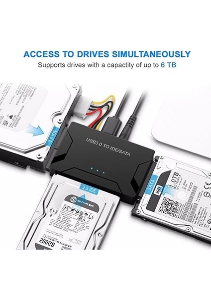 USB 3.0 Ide/sata Sabit Sürücü Adaptörü, Harici Dönüştürücü Için 2.5 "3.5" Ide Sata HDD SSD DVD Optik Sürücü, Evrensel Sabit Disk Okuyucu W/12 V 2A Güç Kaynağı Desteği 6 Tb fırsatları