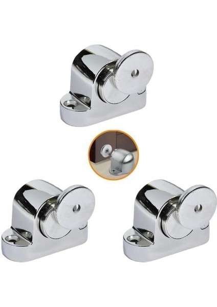 Kapı Tamponu Stoperi Nikel Kapı Stopu Mıknatıslı (3 Adet)