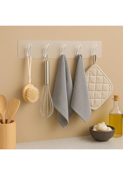 Store Kendinden Yapışkanlı 5 Kancalı Askı Seti – Duvara Delmeden Montaj, Şeffaf Vantuzlu Tasarım, Banyo &amp; Mutfak Için Pratik Organizer (2 Adet) modelleri