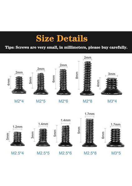 Evrensel Taşınabilir Düz Başlı Vida - 450 Adet, M2, M2.5, M3, Dizüstü Bilgisayar Onarım Kiti fiyatları