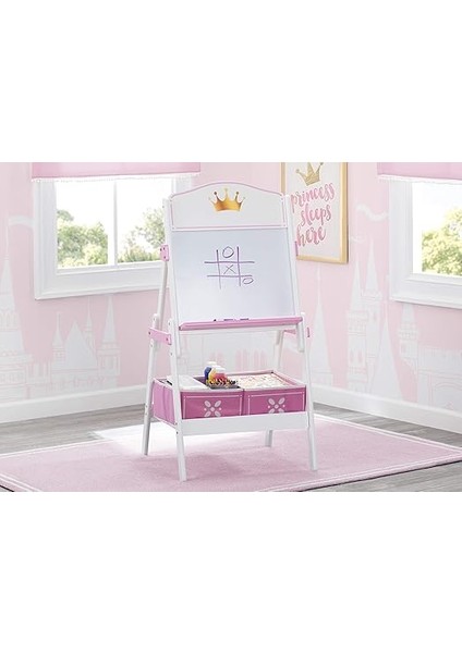 Children Prenses Taç Ahşap Etkinlik Şövale Depolamalı - Sanat ve El Sanatları, Çizim, Evde Eğitim ve Daha Fazlası Için Ideal - Greenguard Gold Sertifikalı, Beyaz/pembe modelleri