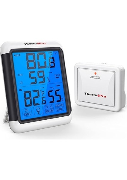 TP65 Kablosuz Termo-Higrometre Dijital Termometre Higrometre Iklim Monitörü Kablosuz Dış Mekan Sensörlü Kablosuz Hava Istasyonu, 60M'YE Kadar Menzil
