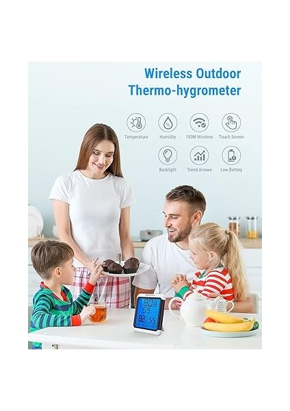 TP65 Kablosuz Termo-Higrometre Dijital Termometre Higrometre Iklim Monitörü Kablosuz Dış Mekan Sensörlü Kablosuz Hava Istasyonu, 60M'YE Kadar Menzil fiyatları
