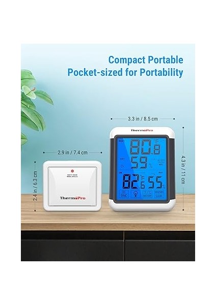 TP65 Kablosuz Termo-Higrometre Dijital Termometre Higrometre Iklim Monitörü Kablosuz Dış Mekan Sensörlü Kablosuz Hava Istasyonu, 60M'YE Kadar Menzil indirimleri