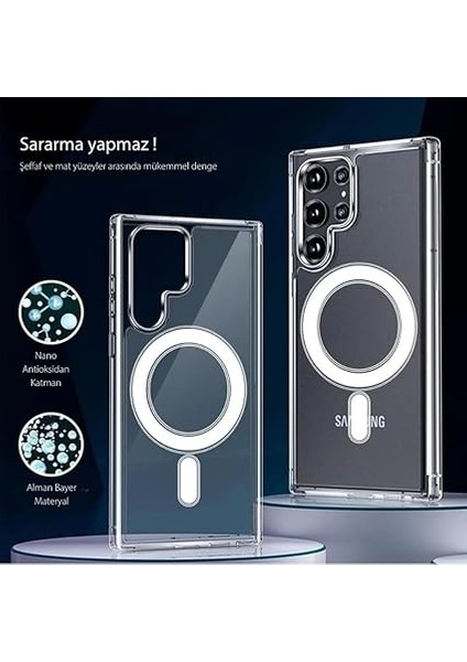 Aksesuar Samsung Galaxy S23 Ultra Magsafe Uyumlu Şeffaf Kılıf – Manyetik Kablosuz Şarj Destekli, Darbe Emici ve Dayanıklı Koruma, Ince ve Hafif Tasarım modelleri