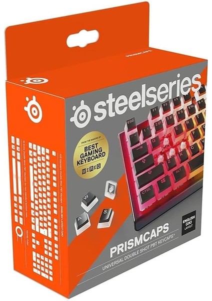 Prismcaps – Çift Taraflı Tuş Seti, "puding" Görünümlü, Tüm Standart Mekanik Klavyeler ile Uyumluluk – Mx Darbe – Siyah