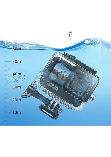 60 M Su Geçirmez Gövde, Gopro Hero 12/hero 11/hero 10/hero 9 Black ile Uyumlu, Su Altı Dalış Aksesuarı, Go Pro Hero 12, 11, 10, 9 Aksiyon Kameraları Için fırsatları