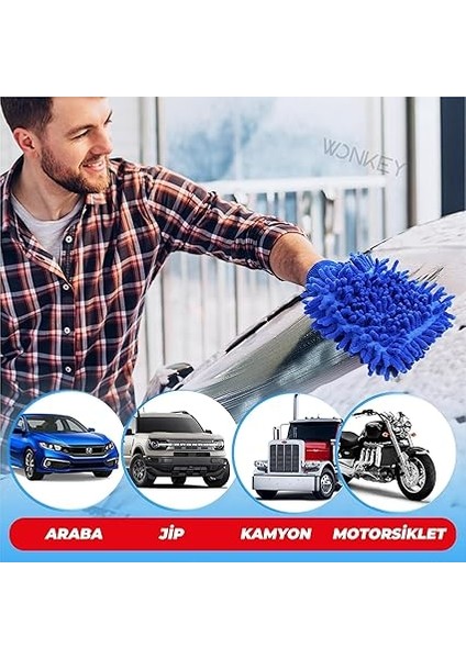 - Peluş Araba Yıkama ve Temizlik Eldiveni, Mikrofiber Oto Yıkama Eldiven, Çift Taraflı Araç Detay Eldiveni modelleri