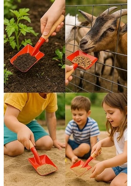 Mini Saplı Bahçe Küreği, Renkli Metal Başlık, Ahşap Sap, Hobi Bahçesi, Hayvan Yemi Verme, Çocuklar Için Güvenli, Saksı Toprağı Taşıma, Mini Boy, Hafif ve Dayanıklı Çok Amaçlı Bahçe Küreği fiyatları