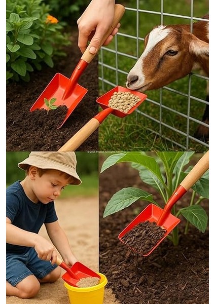 Mini Saplı Bahçe Küreği, Renkli Metal Başlık, Ahşap Sap, Hobi Bahçesi, Hayvan Yemi Verme, Çocuklar Için Güvenli, Saksı Toprağı Taşıma, Mini Boy, Hafif ve Dayanıklı Çok Amaçlı Bahçe Küreği fırsatları