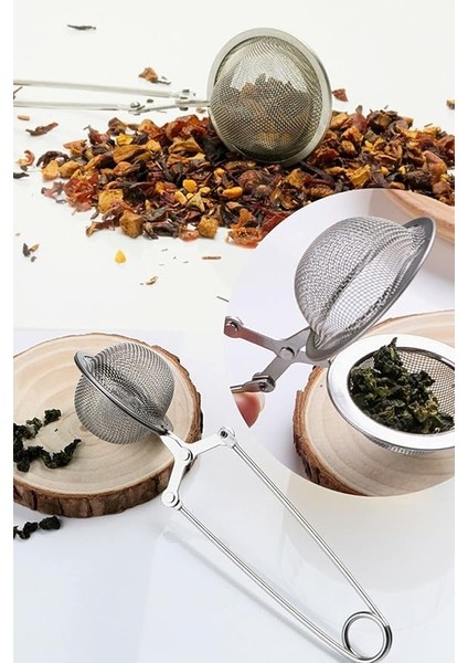 Paslanmaz Çelik Un Kakao Pudra Şekeri Eleği Bitki Çayı Demleme Süzgeci Maşalı Çay Süzgeçi