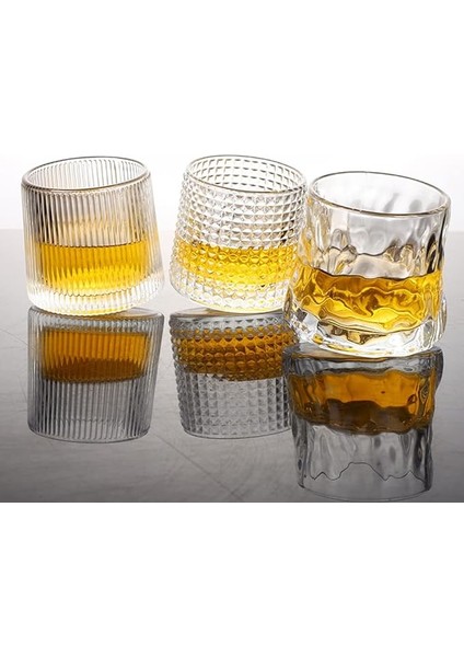 Kristal Viski Bardağı, 142 Ml, 3 Döndürülebilir Eski Moda Bardaktan Oluşan Set, Bourbon, Scotch, Kokteyl, Konyak, Tekila, Bar Bardakları, Şeffaf