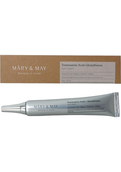 Mary &amp; May Tranexamic Acid+Glutathion Koyu Halka Karşıtı Aydınlatıcı Göz Çevresi Kremi 12 gr