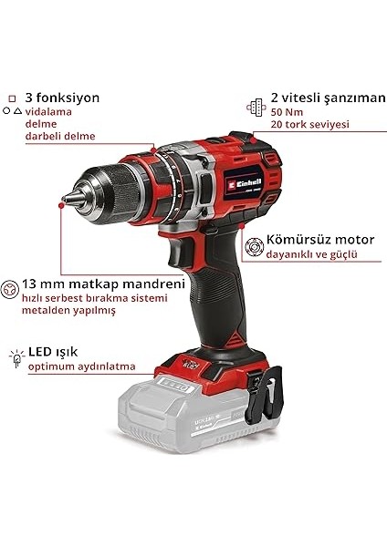 Profesyonel Akülü Darbeli Vidalama Tp-Cd 18/50 Li-I Bl Solo Power X-Change (18V, Kömürsüz, 50 Nm, Darbeli Vidalama Fonksiyonu, 2 Vites, 13 mm Mandren, Akü Dahil Değildir) - 4513942 fırsatları