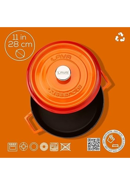 Döküm Çok Amaçlı Yayvan Tencere 28 cm Turuncu - Lv Y St 28 K2 fırsatları