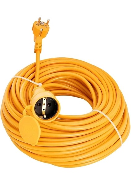 Seyyar Uzatma Kablosu, Erkek ve Dişi Fiş Kaplinli, Kapaklı Prizli, 3x2.5 Mm, Kalın Kablo, Bahçe, Şantiye, Atölye ve Dış Mekan Kullanımına Uygun, Güvenli Güç Bağlantı Kablosu (30 Metre)