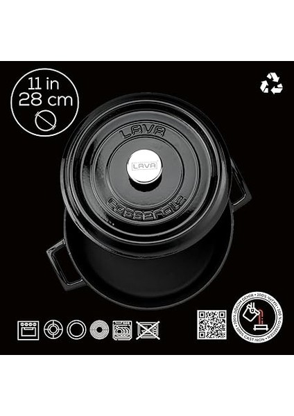 Döküm Çok Amaçlı Yayvan Tencere Çap(Ø) 28 cm - Trendy Siyah fırsatları