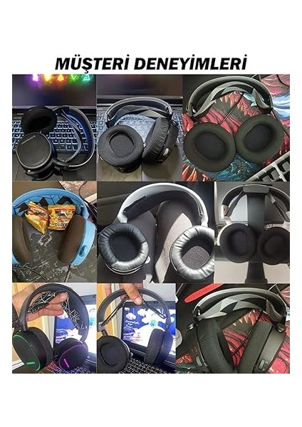Arctis 1 3 5 7 9x Pro Uyumlu Kulaklık Pedi ve Süngeri - Siyah Mavi Kumaş modelleri