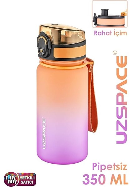 350 ml Pipetsiz Çift Renk Softtouch Tritan Çocuk Su Matarası -FFCOL350MLUZS Turuncu-Mor fiyatları