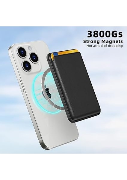 iPhone Için Magnetic Magesafe Özellikli Uyumlu Koruma Kartlıklı Deri Cüzdan Kılıf (Siyah) fırsatları