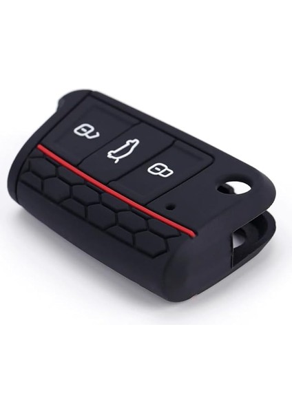 Kamiq ile Uyumlu Siyah Kırmızı Çizgili Silikon Anahtar Kabı Kılıfı fiyatları