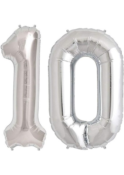 Marifetlerim - 10 Rakamı Gümüş Folyo Balon 16 Inch 40 cm