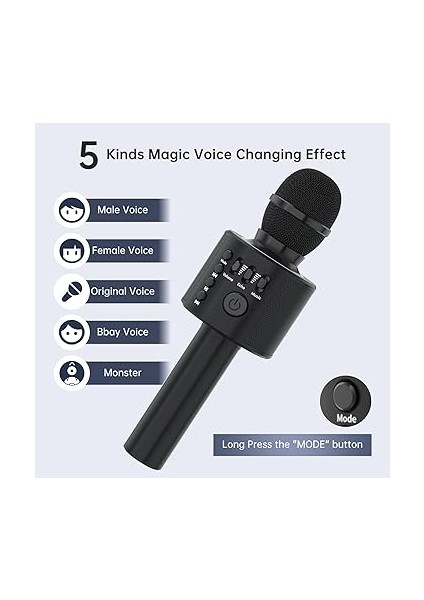 Kablosuz Karaoke Mikrofonu, Çocuklar Için, Siyah indirimleri