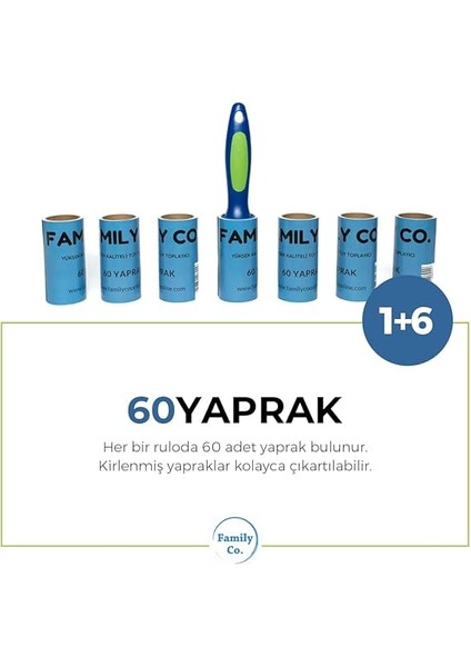 Co. Kedi Köpek Saç Kıl Tüy Toplayıcı Rulo 1 Rulo 6 Yedek Her Biri 60 Yaprak fiyatları