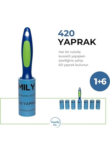 Co. Kedi Köpek Saç Kıl Tüy Toplayıcı Rulo 1 Rulo 6 Yedek Her Biri 60 Yaprak fırsatları