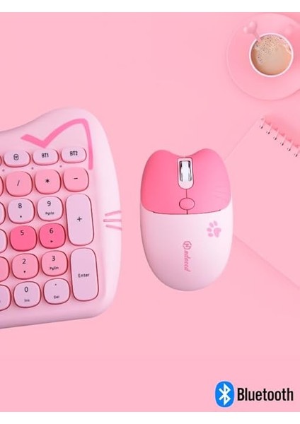 Sevimli Kedi Kablosuz Klavye ve Mouse Seti Bluetooth + 2.4g Dual Mode fiyatları