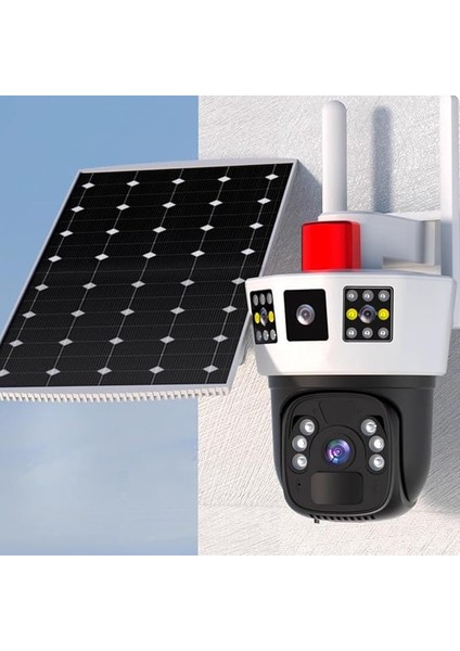 Güneş Enerjili Güvenlik Kamerası, Kablosuz 4g Güneş Güvenlik Kamerası, Çift Lens 2k Renkli Gece Görüşü Pır Hareket Algılama Ev Gözetim Için Yerleşik Güneş Paneli ile