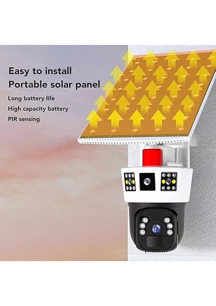 Güneş Enerjili Güvenlik Kamerası, Kablosuz 4g Güneş Güvenlik Kamerası, Çift Lens 2k Renkli Gece Görüşü Pır Hareket Algılama Ev Gözetim Için Yerleşik Güneş Paneli ile modelleri