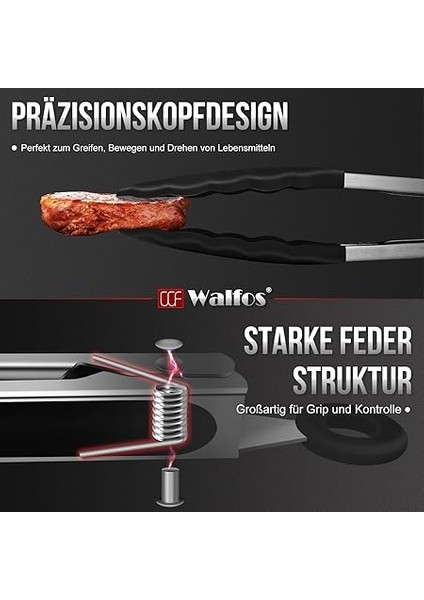 Mutfak Maas, 3'l Set, Paslanmaz Elik ve Bpa Ermeyen Silikon Ular, 18 Cm, 23 cm ve 30,5 Cm, Siyah modelleri