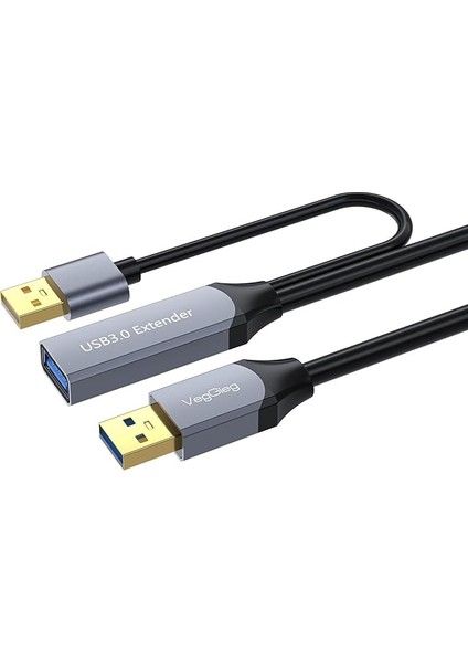 USB 3.0 Uzatma Kablosu Sinyal Güçlendirici Extender Destekli Usb-A Uzatıcı Kablo 15 Metre