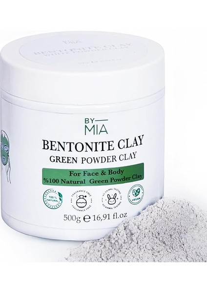 Mıa Yüz ve Vücut Bentonit KILI%100 Natural Doğal Yeşil Toz Kil 500 gr