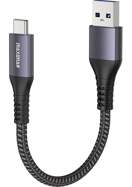 [1 Paket] USB C Kablo Kısa 30CM/0.3M 10 Gbps Veri Usb3.2 Gen2 Tip C Android Oto Kablosu Qc3.0 3.1A USB A'dan C Hızlı Şarj Cihazı Samsung NOTE20 Galaxy S23/S22 Z Flip 5 Tabs9 Pixel 8 Pro Gri