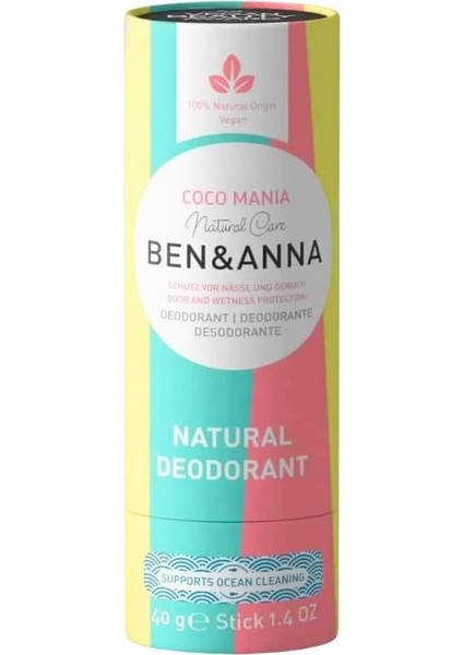 Ben &amp; Anna Coco Mania Natural Vegan Deodorant Stick 40 G 94955