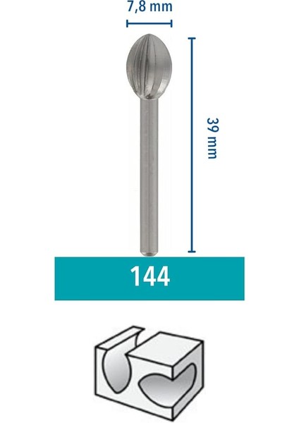 144 Oval Uçlu Yüksek Devirli Kesici 7,8 Mm, 2'li fiyatları